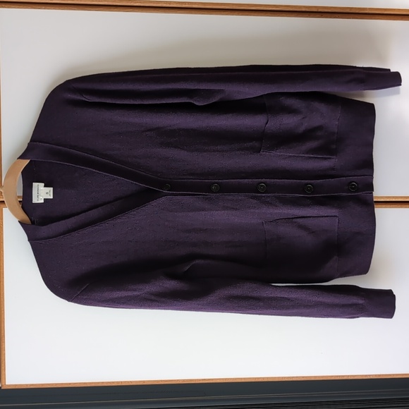 Club Monaco Button Boyfriend Cardigan S Purple Laine Wool - Picture 6 of 11